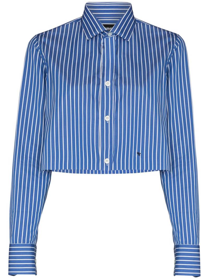 HommeGirls stripe-pattern cropped shirt - Blue von HommeGirls