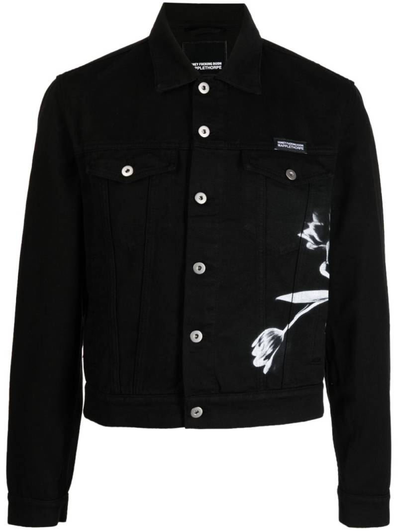 Honey Fucking Dijon logo-patch cotton jacket - Black von Honey Fucking Dijon