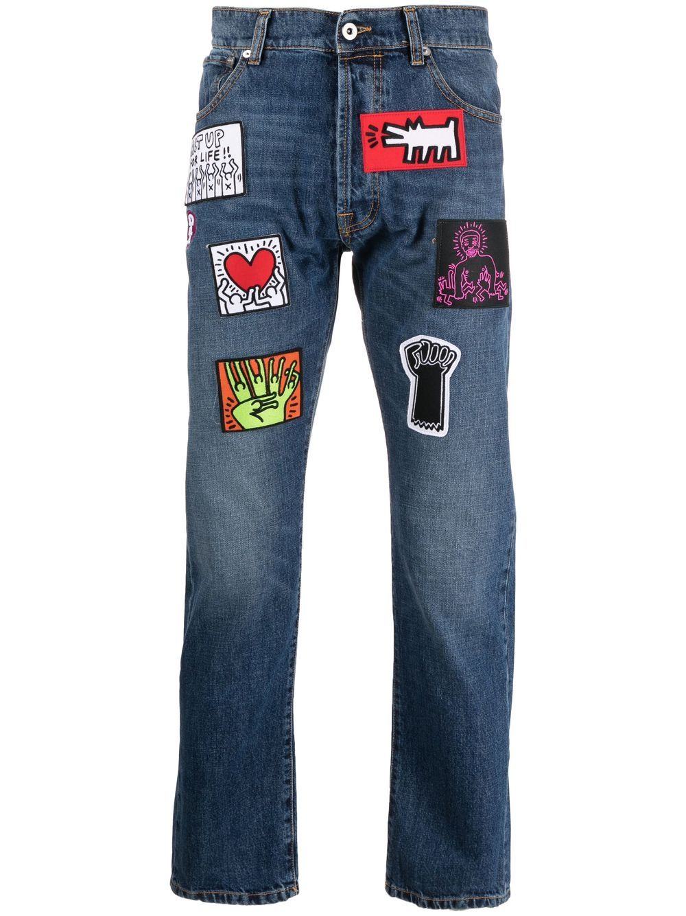 Honey Fucking Dijon x Keith Haring straight-leg jeans - Blue von Honey Fucking Dijon