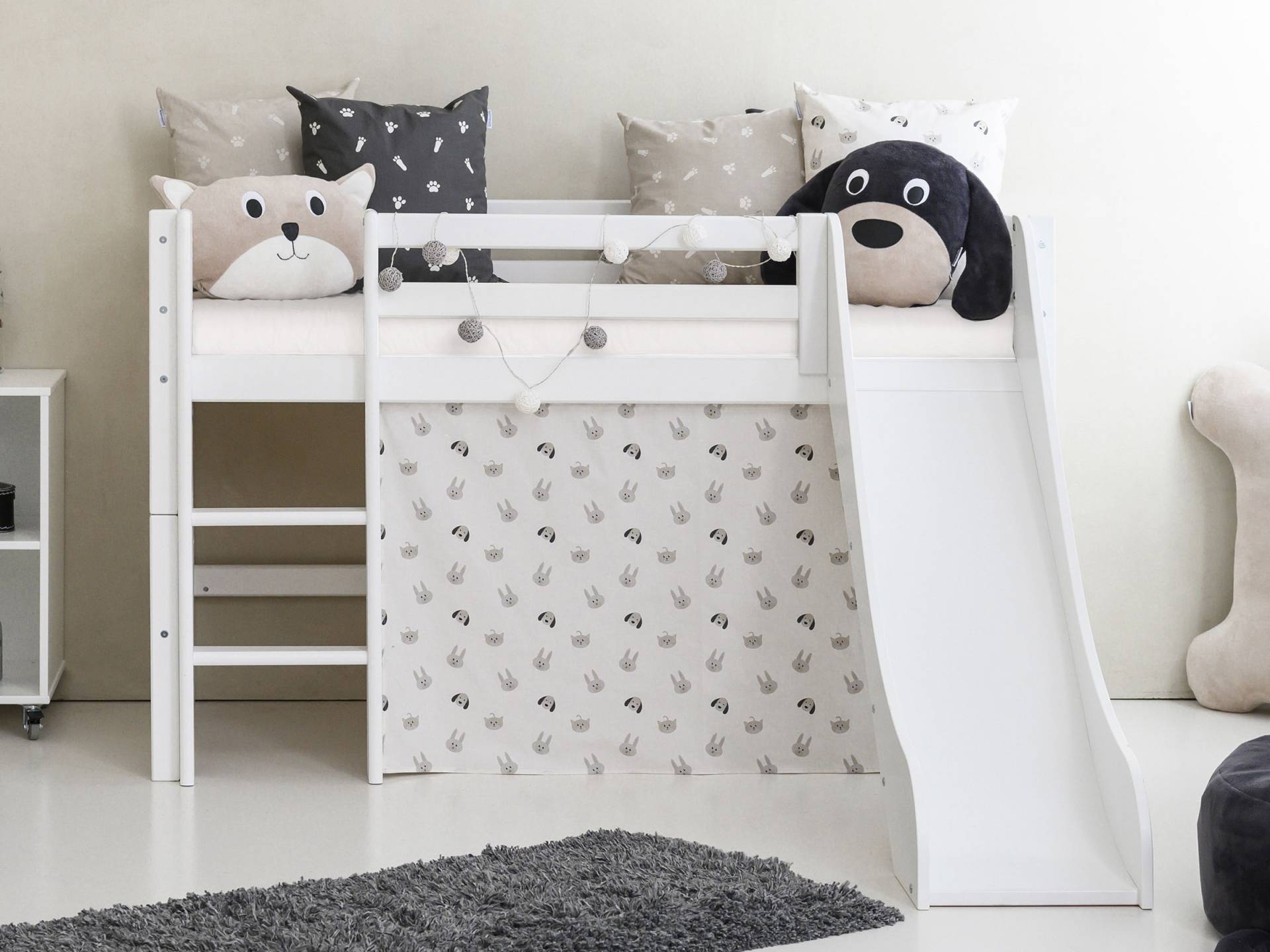 Hoppekids Hochbett »«Pets Natur»«, Rutsche & Vorhang Grau und viel Auswahl Hoppekids Hochbett »«Pets Natur»«, Rutsche & Vorhang Grau und viel Auswahl von Hoppekids