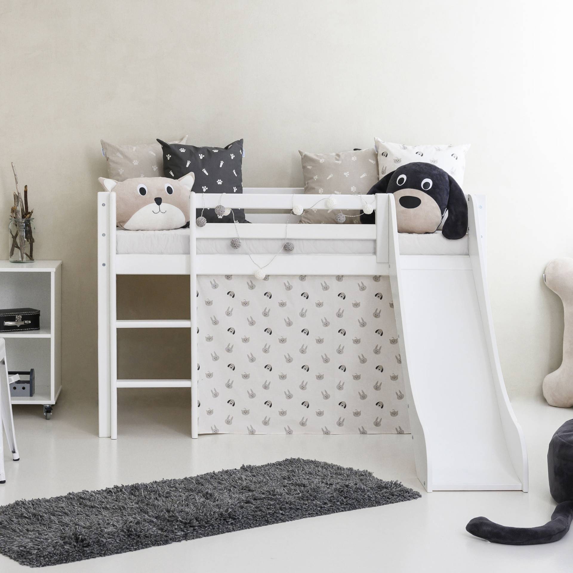 Hoppekids Hochbett »«Pets Natur»«, Rutsche & Vorhang Grau und viel Auswahl Hoppekids Hochbett »«Pets Natur»«, Rutsche & Vorhang Grau und viel Auswahl von Hoppekids