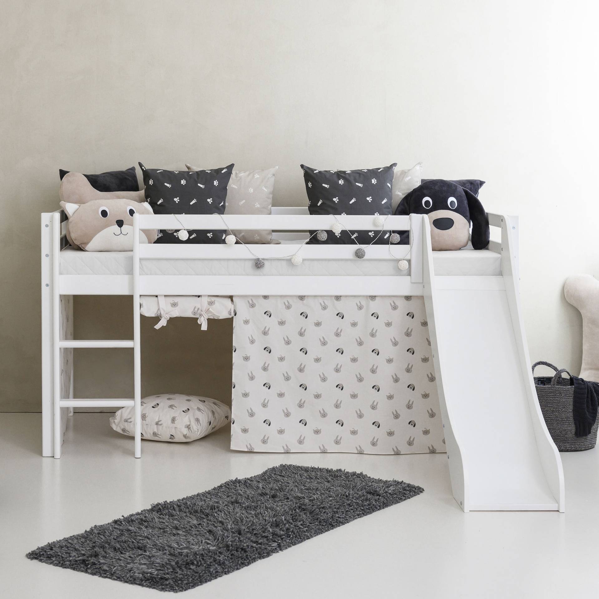 Hoppekids Hochbett »«Pets Natur»«, Rutsche & Vorhang Grau und viel Auswahl Hoppekids Hochbett »«Pets Natur»«, Rutsche & Vorhang Grau und viel Auswahl von Hoppekids