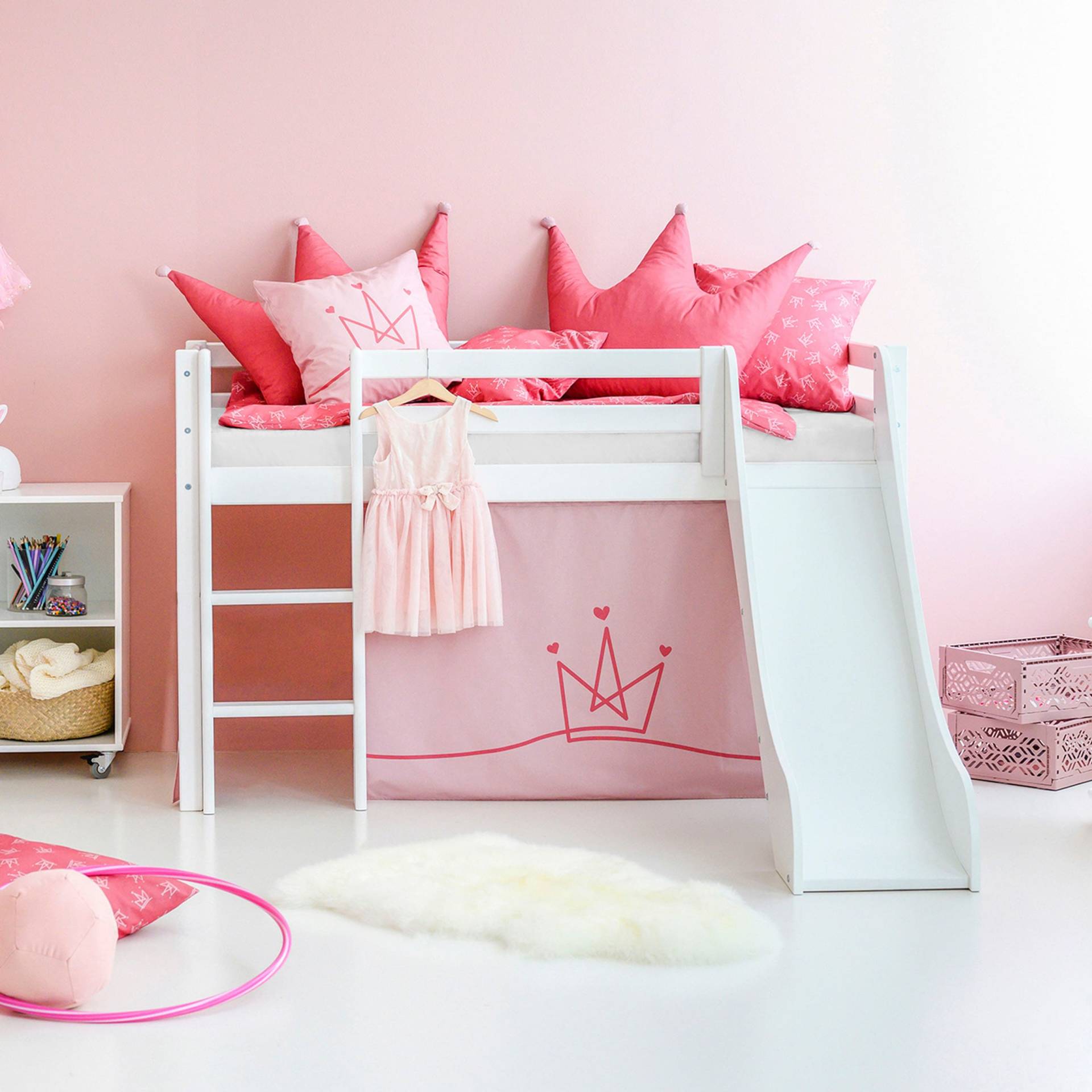 Hoppekids Hochbett »«Princess»«, Rutsche & Vorhang Rosa und viel Auswahl von Hoppekids