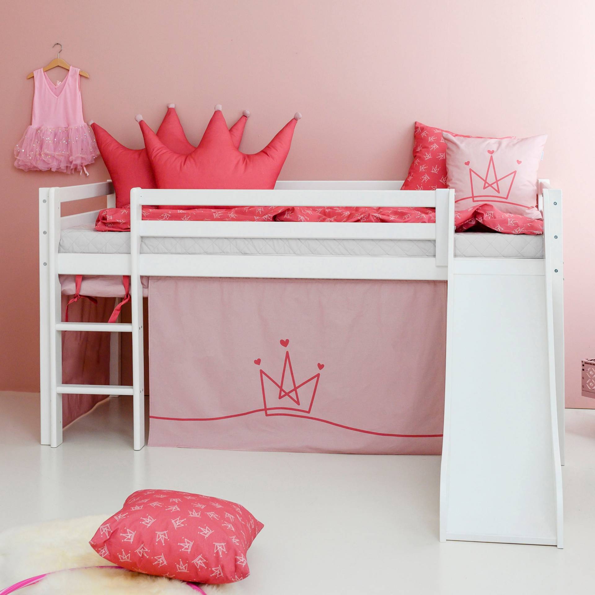 Hoppekids Hochbett »«Princess»«, Rutsche & Vorhang Rosa und viel Auswahl von Hoppekids