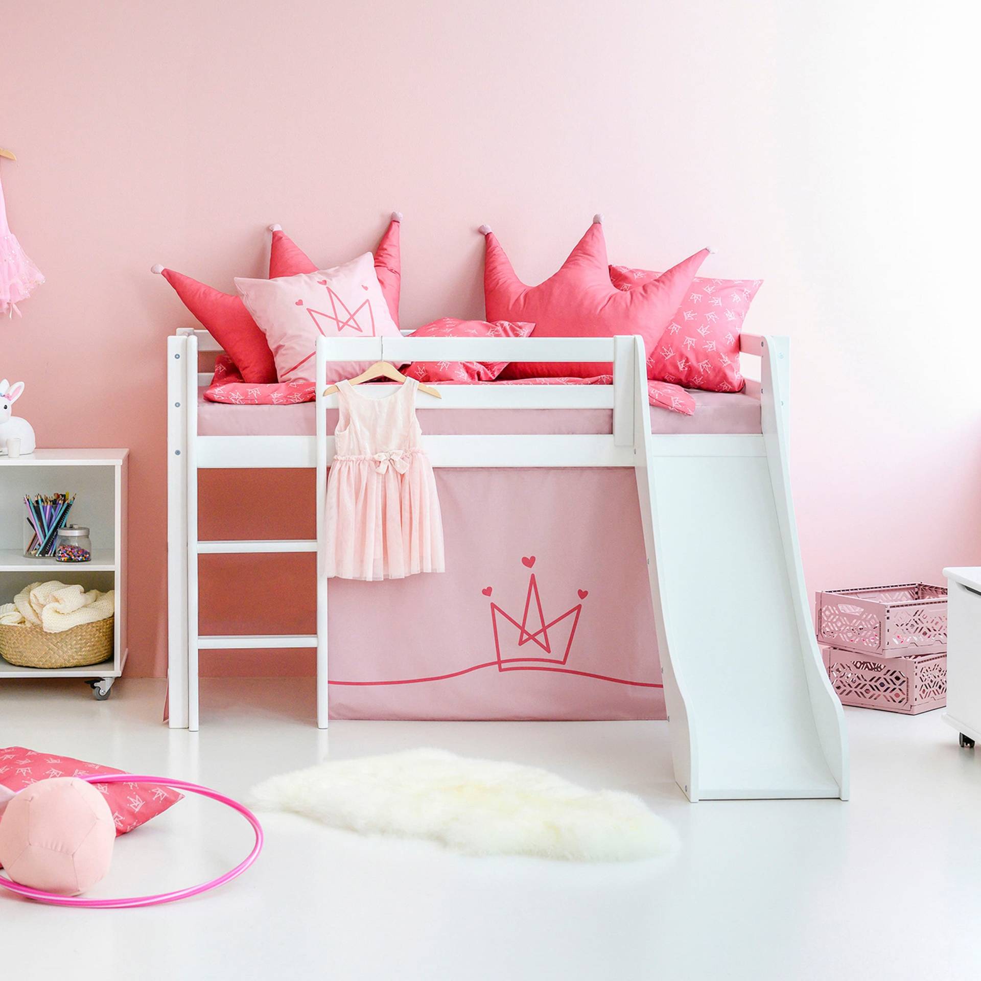 Hoppekids Hochbett »«Princess»«, Rutsche & Vorhang Rosa und viel Auswahl von Hoppekids