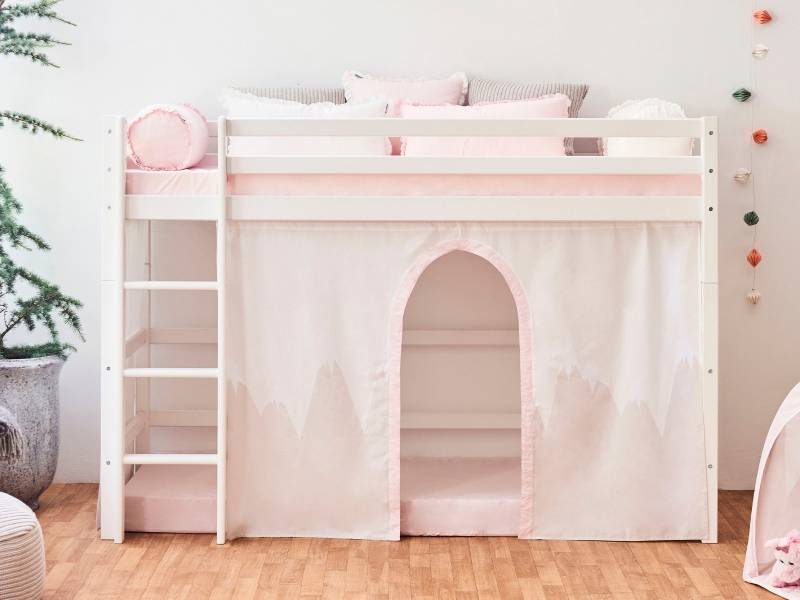 Hoppekids Hochbett »«Winter Wonderland»«, (Set), Massiv m. Vorhang umbaubar in Einzelbett von Hoppekids