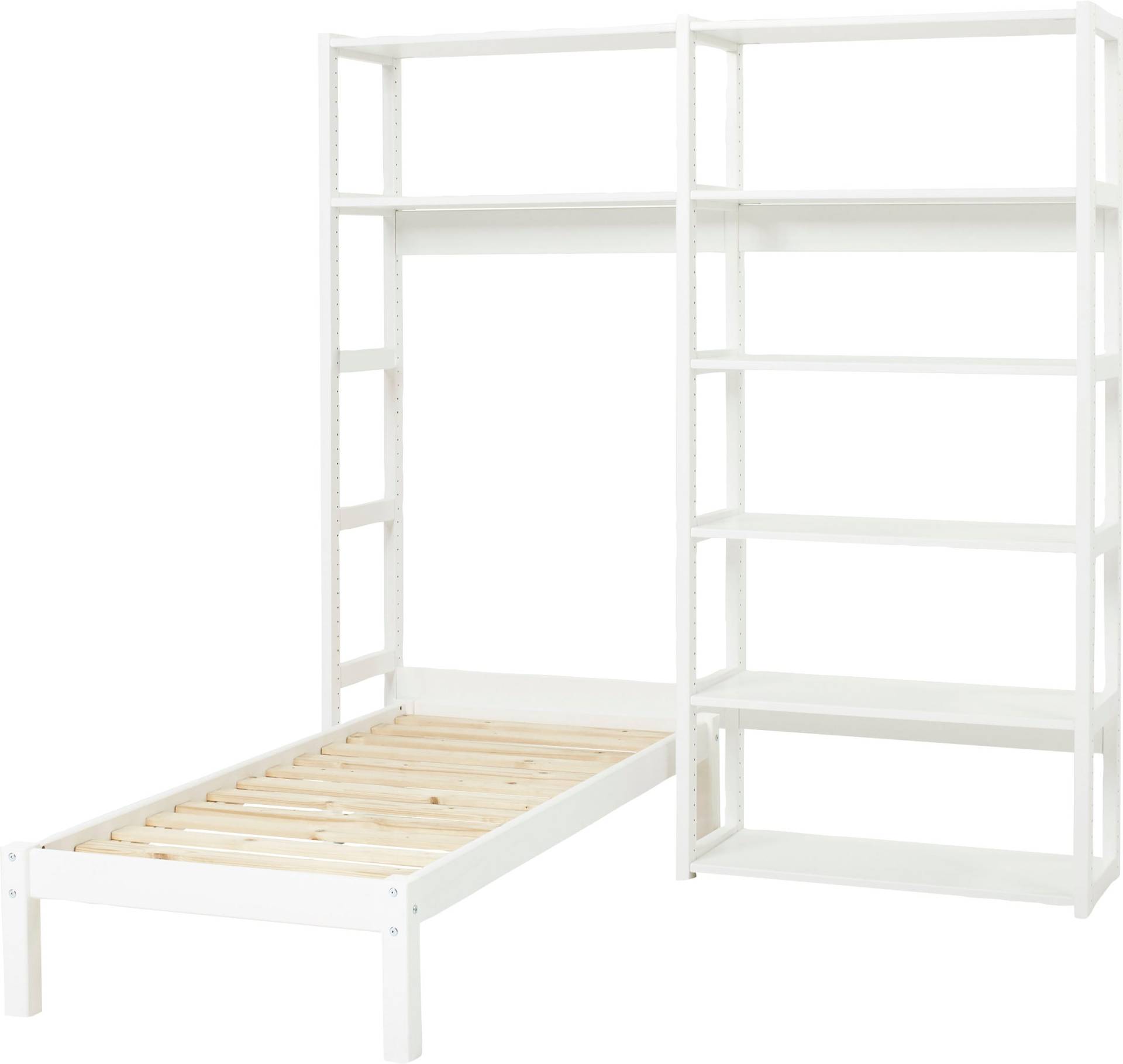 Hoppekids Jugendzimmer-Set »STOREY«, (Set, 16 tlg., Kinderbett, Rollrost, Schaummatratze, Regalsystem, 8 Einlegeböden) von Hoppekids