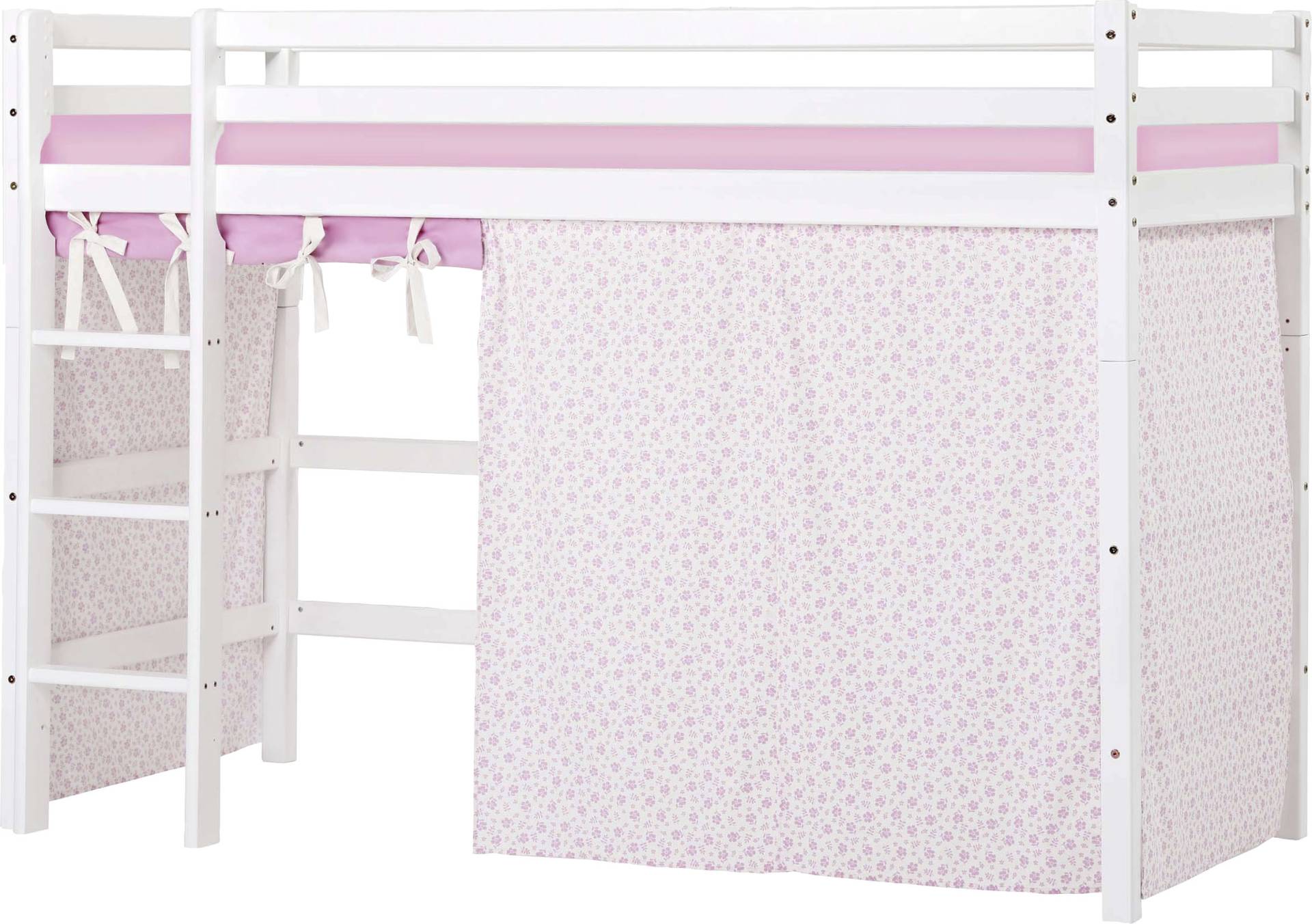 Hoppekids Hochbett »«Romantik»«, Massiv m. Vorhang umbaubar in Einzelbett Hoppekids Hochbett »«Romantik»«, Massiv m. Vorhang umbaubar in Einzelbett von Hoppekids