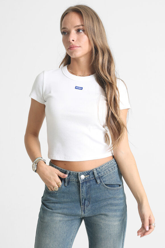 Hugo Blue Crop T-Shirt | White | Damen  | L von Hugo Blue