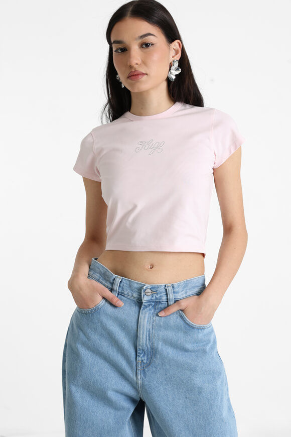 Hugo Blue Dome Crop T-Shirt | Light Pastel Pink | Damen  | M von Hugo Blue