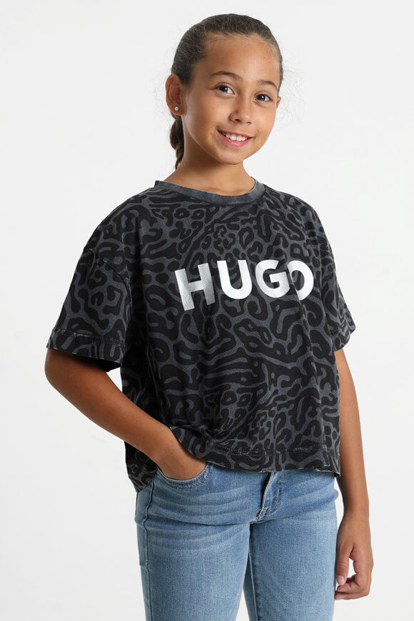 Hugo Crop T-Shirt | Grey + Black | Mädchen  | 12