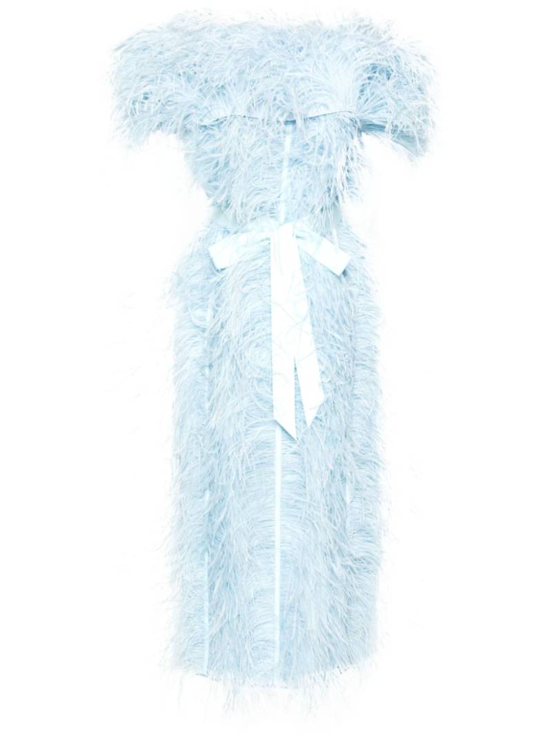 Huishan Zhang Angelina feather-trim midi dress - Blue von Huishan Zhang