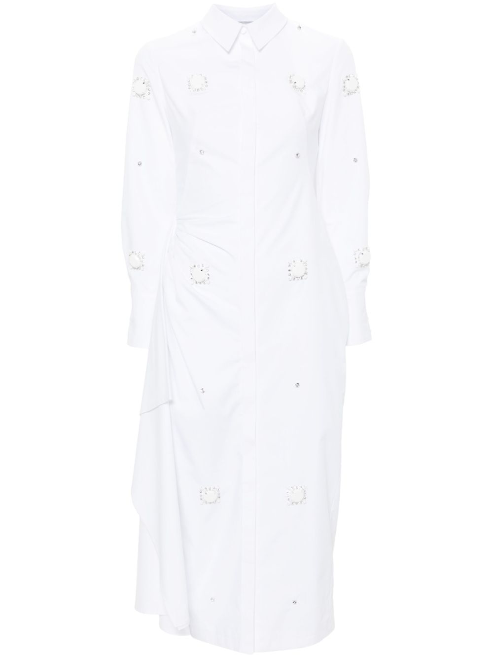 Huishan Zhang Tatiana crystal-embellished shirtdress - White von Huishan Zhang