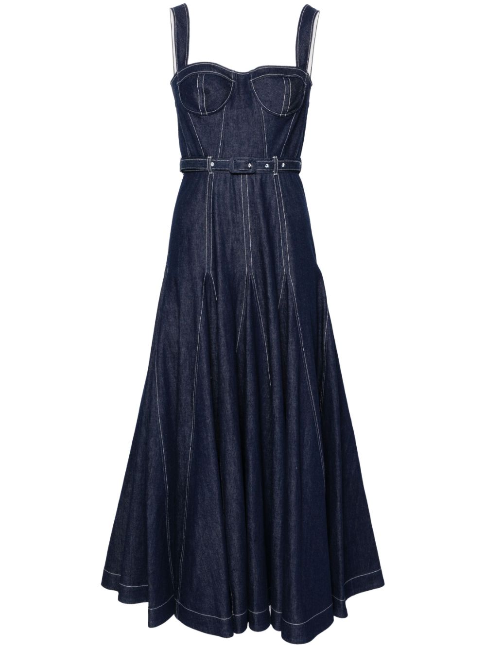 Huishan Zhang belted denim midi dress - Blue von Huishan Zhang