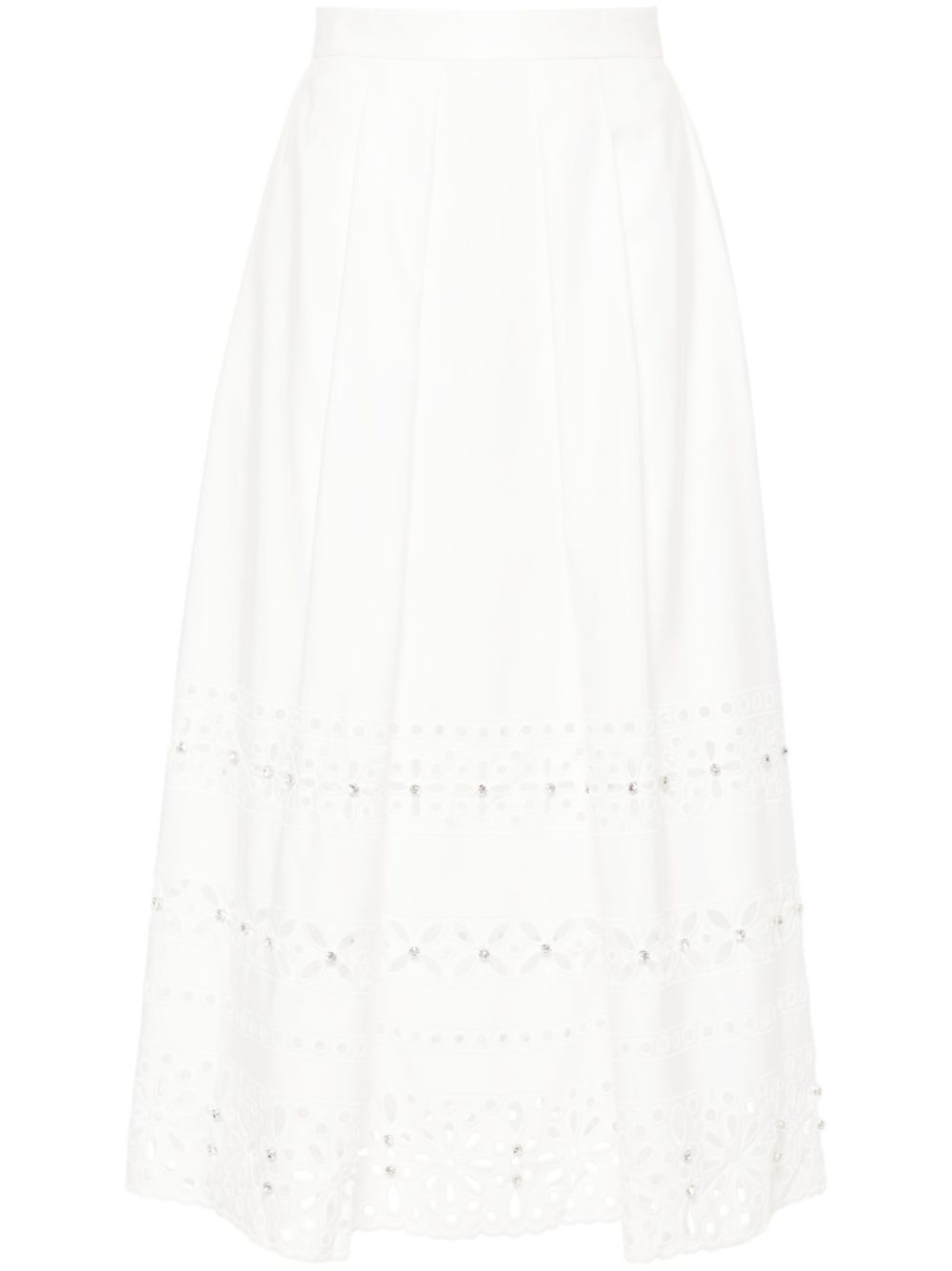 Huishan Zhang broderie-anglaise pleated midi skirt - White von Huishan Zhang