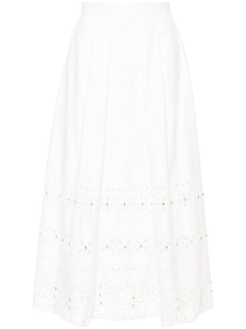 Huishan Zhang broderie-anglaise pleated midi skirt - White von Huishan Zhang