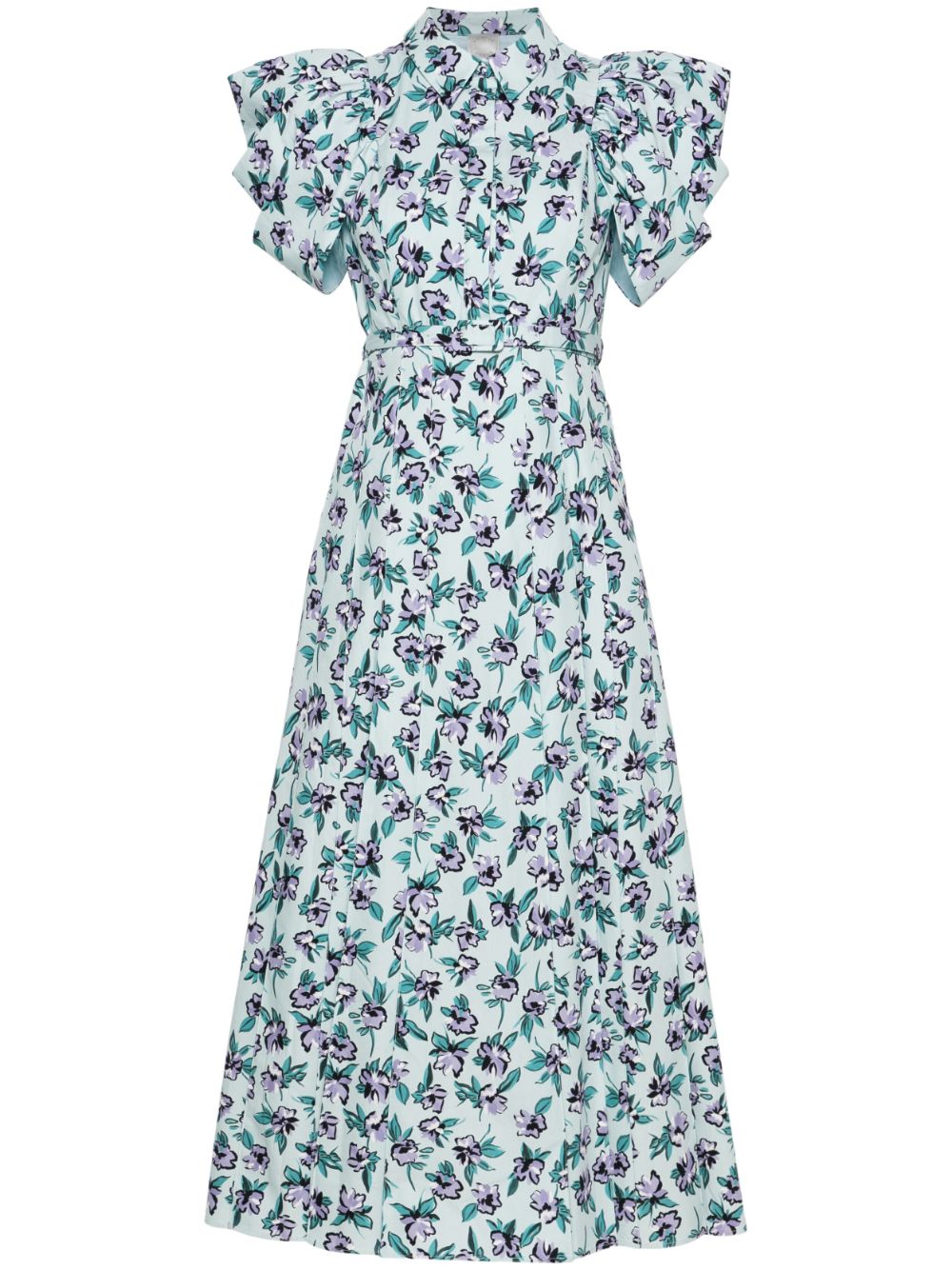 Huishan Zhang floral-print pleated midi dress - Blue von Huishan Zhang