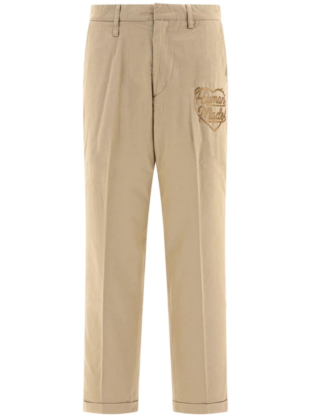 Human Made logo-embroidered cotton trousers - Neutrals von Human Made