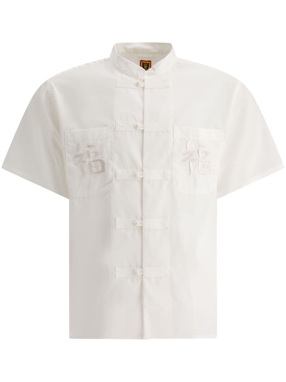 Human Made logo-embroidered mandarin-collar shirt - White von Human Made