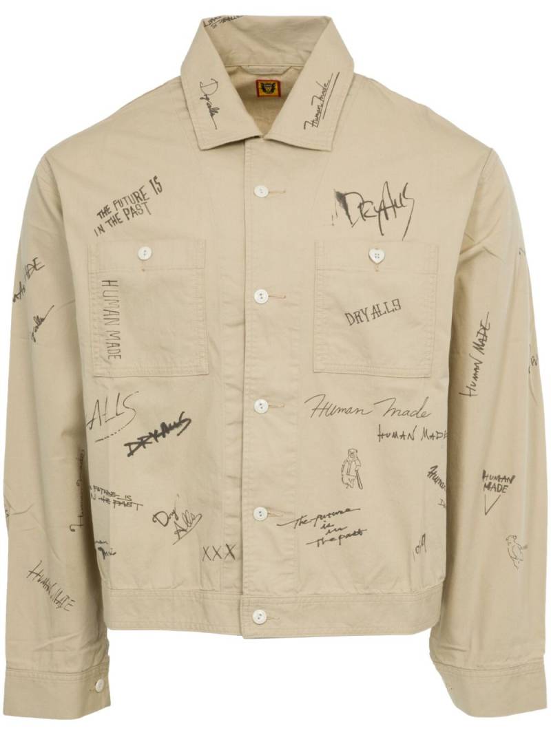 Human Made text-print cotton shirt jacket - Neutrals von Human Made