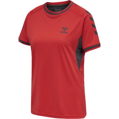 Hummel Hmlaction Poly Jersey S/S Woman - flame scarlet/ebony (Grösse: XS) von Hummel