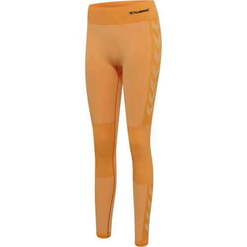 Hummel Hmlclea Seamless Mid Waist Tights - blazingorange/carrotcurl melan (Grösse: M) von Hummel