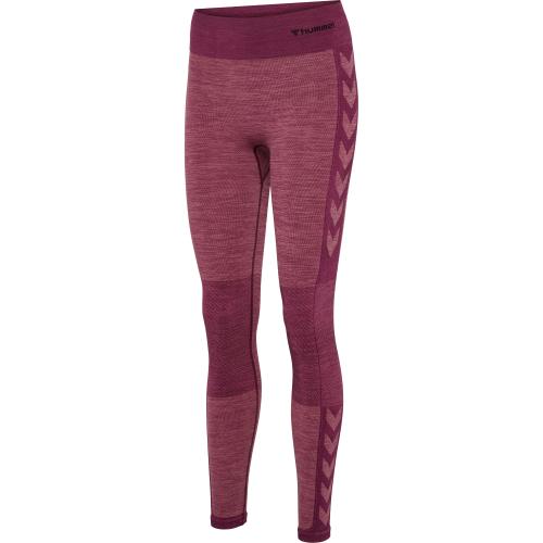 Hummel Hmlclea Seamless Mid Waist Tights - grape wine/crushed berry mel (Grösse: XL) von Hummel