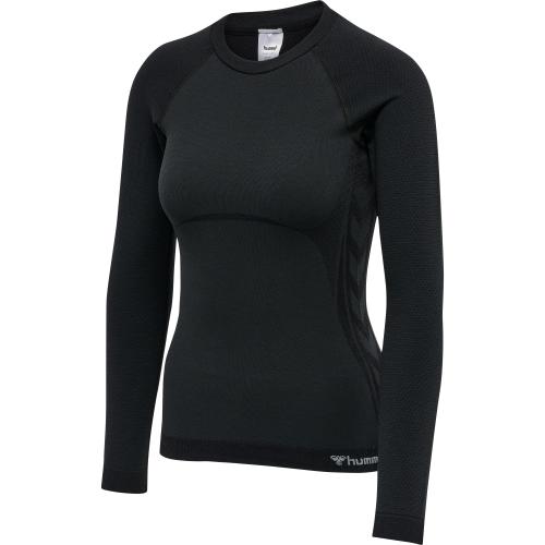 Hummel Hmlclea Seamless Tight T-Shirt LS - black melange (Grösse: L) von Hummel