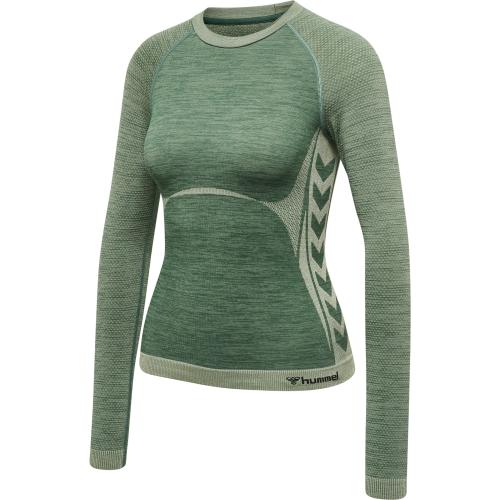 Hummel Hmlclea Seamless Tight T-Shirt LS - laurel wreath/lily pad melange (Grösse: L) von Hummel