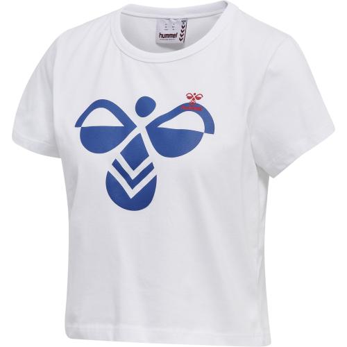 Hummel Hmlic Texas Cropped T-Shirt - white/true blue (Grösse: S) von Hummel