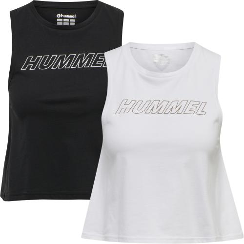 Hummel Hmlte Cali 2-Pack Crop Cot Tanktop - black/white driftwood (Grösse: L) von Hummel