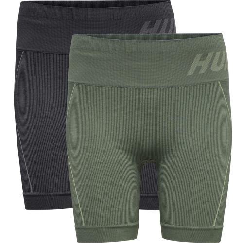 Hummel Hmlte Christel 2-Pack Seaml Shorts - black/lily pad (Grösse: L) von Hummel