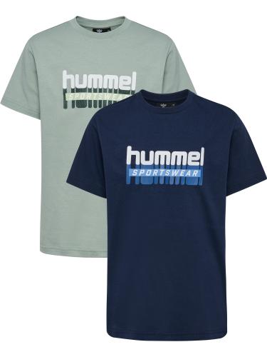 Hummel Hmltukas T-Shirt S/S 2-Pack - black iris/iceberg green (Grösse: 140) von Hummel