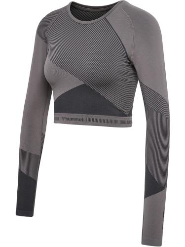 Hummel Hmlunity Seamless Crop T-Shirt L/S - blackened pearl (Grösse: L) von Hummel