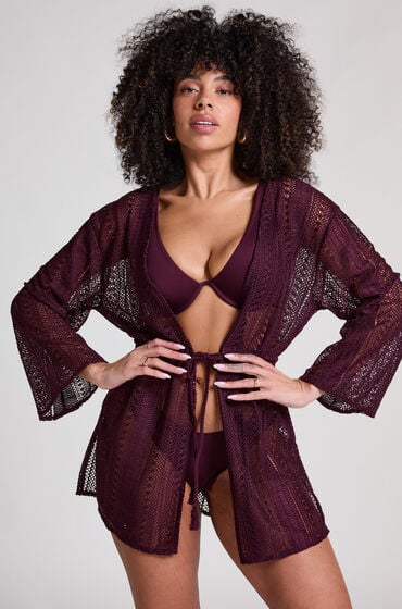 Hunkemöller BEACH CROCHET KAFTAN Lila von Hunkemöller