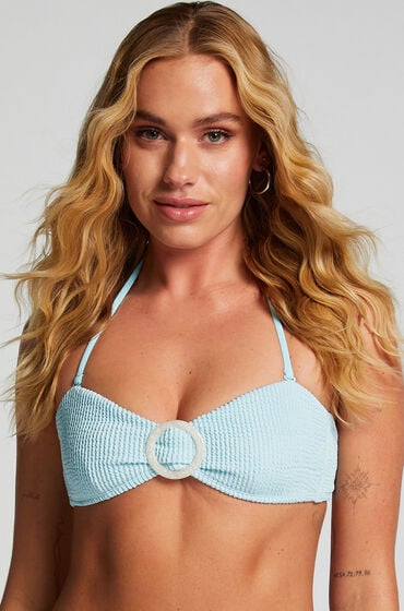 Hunkemöller Bandeau Bikini Top Crinkle Blau von Hunkemöller