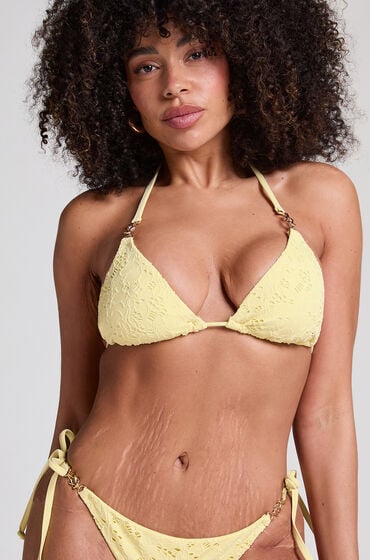 Hunkemöller Bikini Slip Cheeky Tanga Crochet Gelb von Hunkemöller