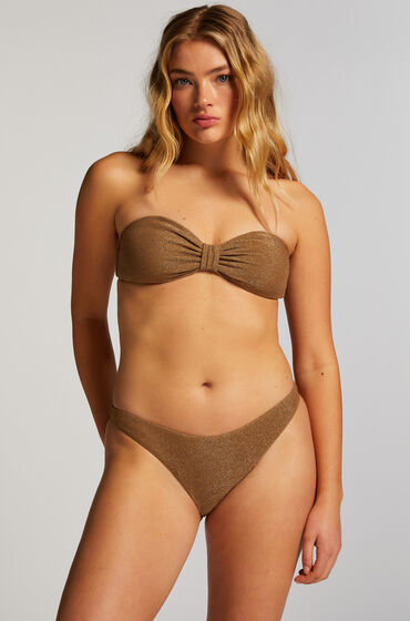 Hunkemöller Bikini Slip mit hohem Beinausschnitt Goldie Shimmer Gelb von Hunkemöller