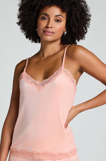 Hunkemöller Cami Top Velours Lace Rose von Hunkemöller