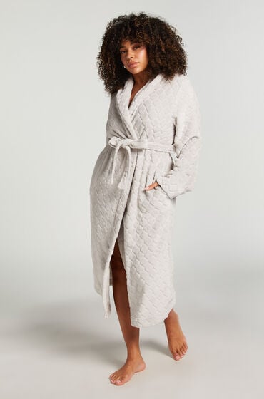 Hunkemöller Fleece-Bademantel lang Grau von Hunkemöller