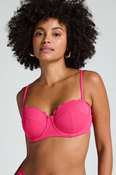 Hunkemöller Gepolstertes trägerloses Bikinioberteil mit Bügel Scallop Cup E + Rose von Hunkemöller