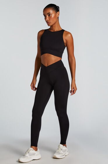 Hunkemöller HKMX Gekreuzte High Waist-Leggings Schwarz von Hunkemöller