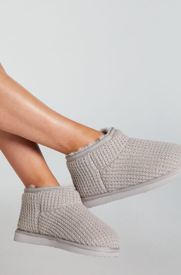 Hunkemöller Hausschuhe Knit Boot Grau von Hunkemöller