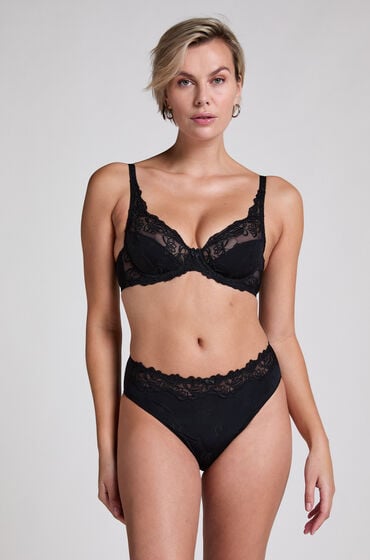 Hunkemöller Hochgeschnittener Slip Diva Schwarz von Hunkemöller