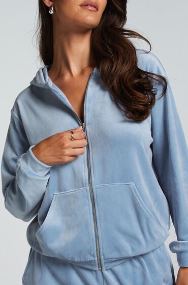 Hunkemöller Hoodie Jacke Velours Blau von Hunkemöller