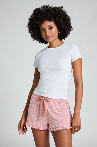 Hunkemöller Jersey-Shorts mit Rüschen Rose von Hunkemöller