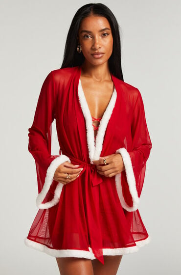 Hunkemöller Kimono Mesh Santa Rot von Hunkemöller