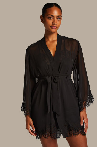 Hunkemöller Kimono Satin Schwarz von Hunkemöller