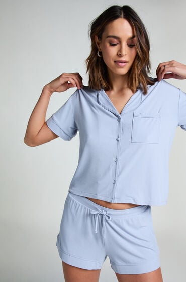 Hunkemöller Kurzärmelige Jersey-Jacke Essential Blau Hunkemöller Kurzärmelige Jersey-Jacke Essential Blau von Hunkemöller