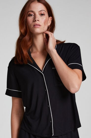 Hunkemöller Kurzärmelige Jersey-Jacke Essential Schwarz von Hunkemöller